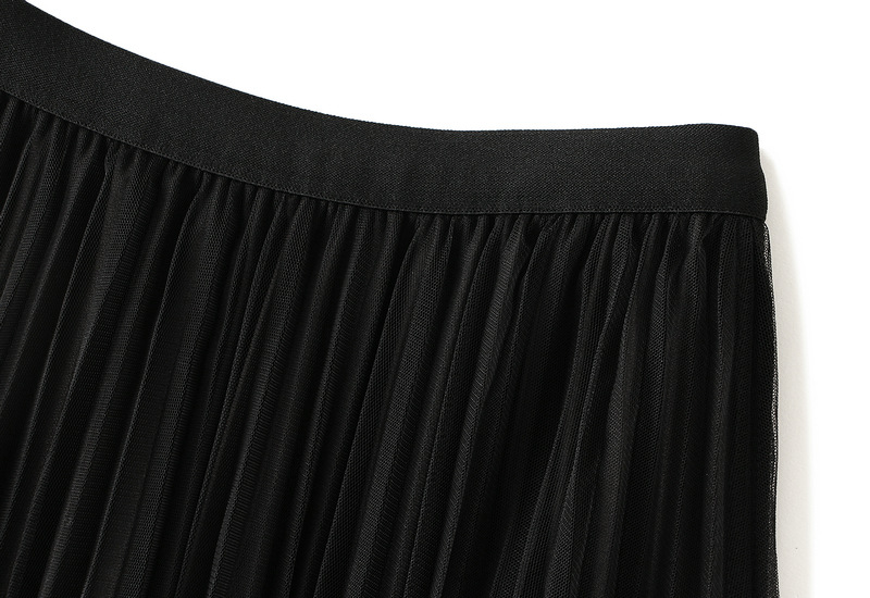 Women's Clothing Double sided pleated skirt gauze skirt half length large size a line skirt belly covering skirt _voghion.com