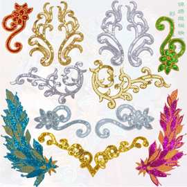 新款亮片绣布贴祥云刺绣贴国风绣片演出民族服COS辅料熨烫补丁贴