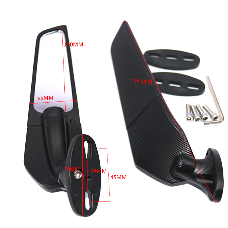 Motorcycle modified rearview mirror large mirror horizon universal mirror fixed wing mirror sports car mirror