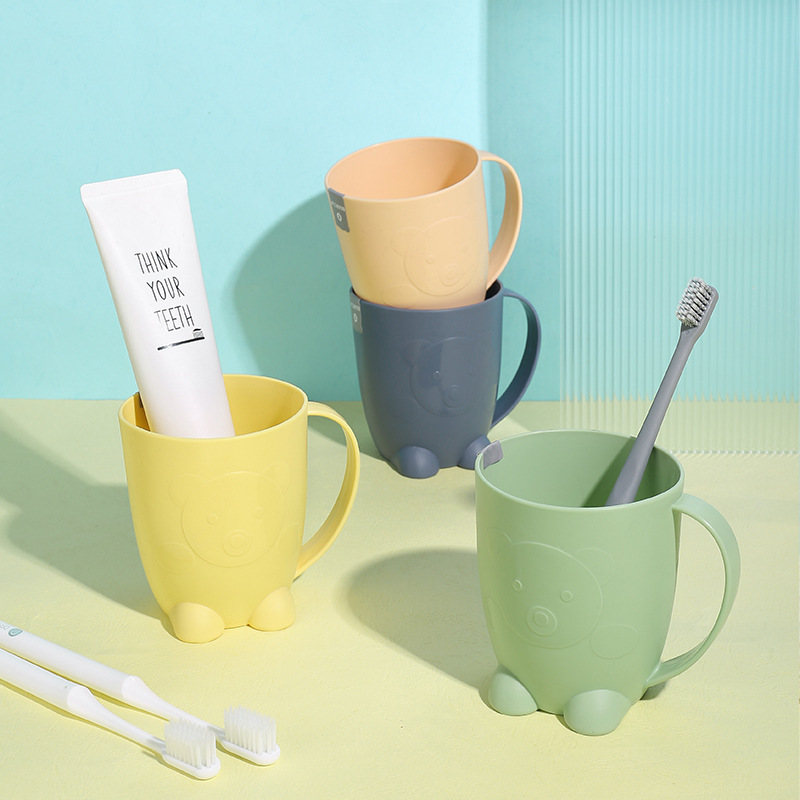 Vasos de plástico para cepillarse los dientes con asas, un par de vasos para enjuague bucal para parejas, de aspecto elegante y lujoso, para uso doméstico, venta al por mayor.