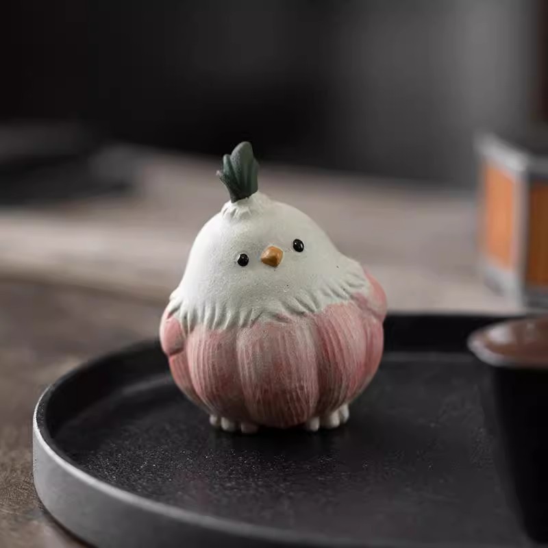 2025新款紫砂蒜头小鸟茶宠摆件精品手工蒜鸟小茶玩可爱装饰工艺品|undefined