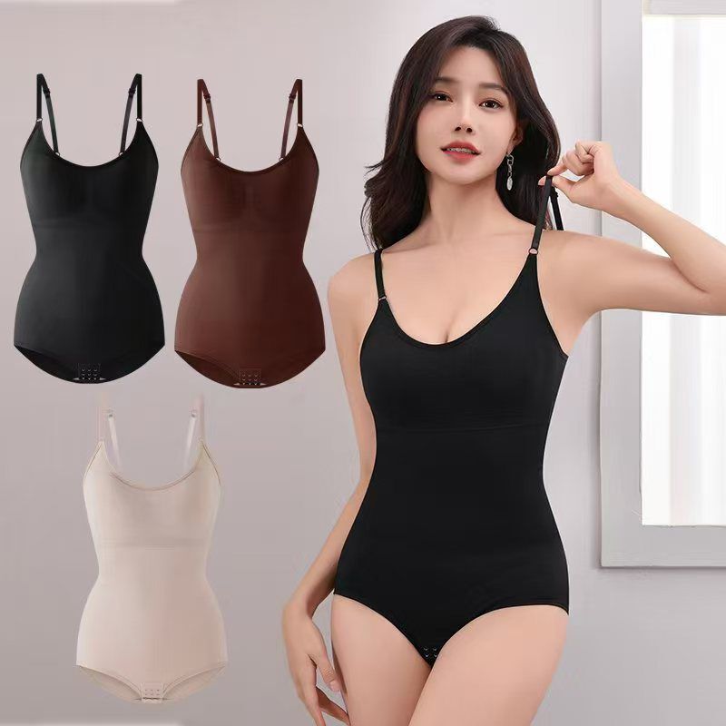 [Chest Pad] One-piece Shaping Clothes Women's Belly Pants Open Hip Shaping Sling Underwear Elastic Belly Beauty