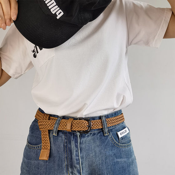 New hemp rope woven belt Women's pin buckle all-match casual non-perforated canvas belt Women's decorative belt manufacturers
