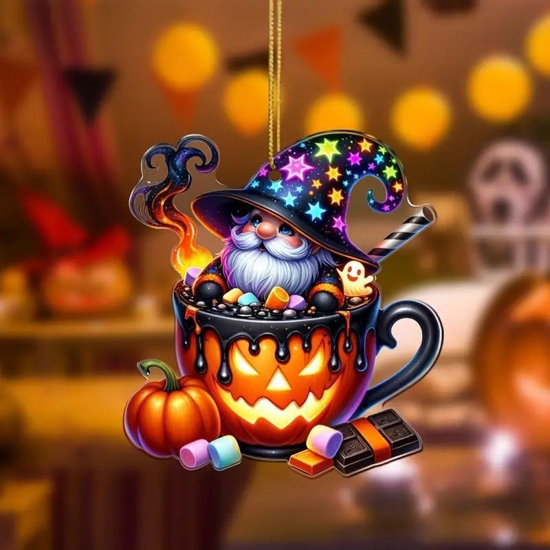 Ventas calientes de nuevo acrílico 2D calavera caramelo Halloween decoración colgante de coche image 4