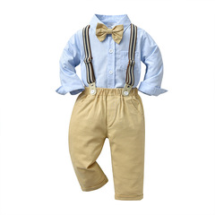 Cross-border children's clothing wholesale one-stop source, English style belt set, baby clothes, children's spring and autumn sets, boys' suits