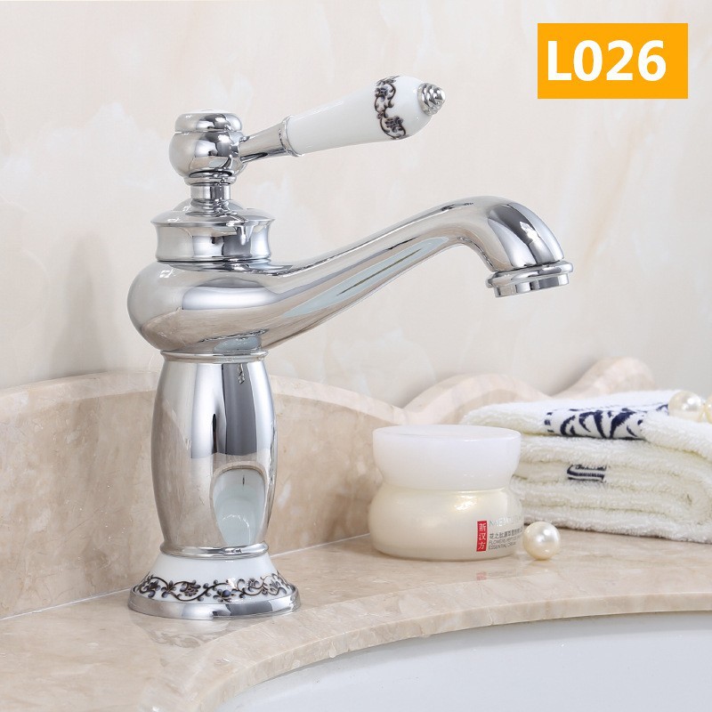 Retro europeo de cobre un solo mango lavabo lavabo grifo lavabo oro francés lavabo grifo frío y caliente