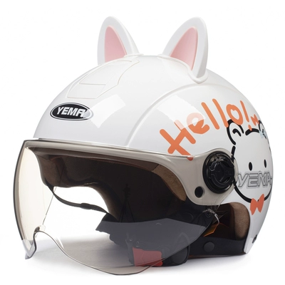 Women's Four Seasons Universal Electric | Motosiklet dəbilqələri - one-size-fits-all-white-cat-white-powder-w-comes-with-warm-ear-protection-removable