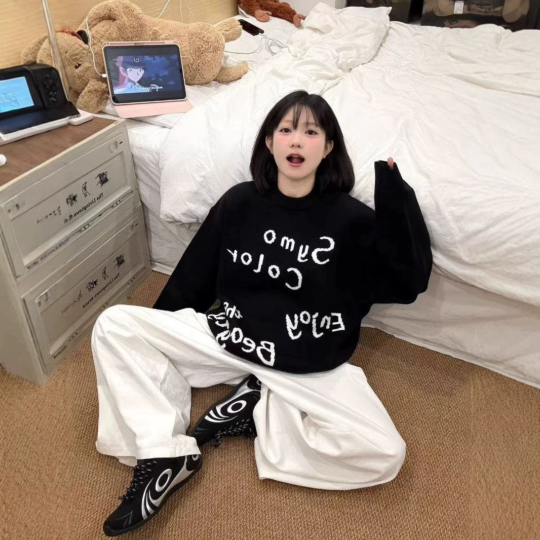 Продвинуто чувство носить нежный ветер молоко fufu мягкий клейкий большой размер свободный осенью и зимой