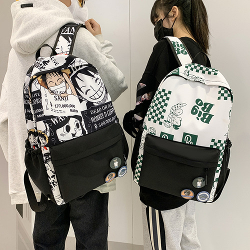 Street Fashion Print Student Backpack Casual Middle/High School Student Bag Trend Brand Print Anime Backpack For Boys and Girls