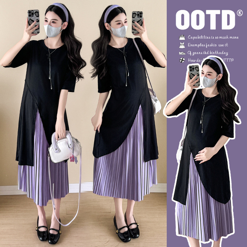 Maternity 2025 Korean fashion top skirt pregnant women suit Maternity 2025 Korean fashion top skirt pregnant women suit