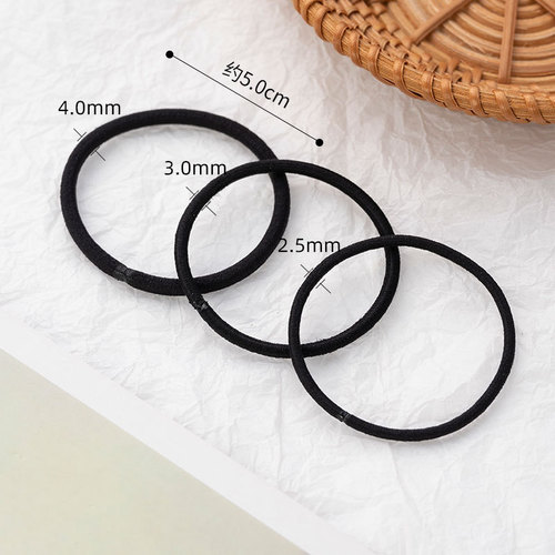 4mm high elastic hair rope seamless single strand hair tie black rubber band hair headband durable hair accessories wholesale