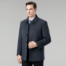 中长款双面呢大衣中老年秋冬季可脱羽绒服内胆绵羊毛外套男士风衣