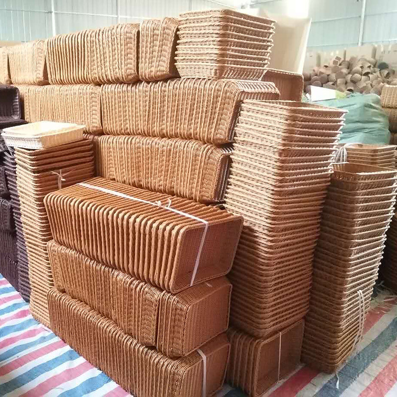 Imitation rattan rectangular bread basket rattan basket rattan basket storage basket plastic storage basket super fruit basket