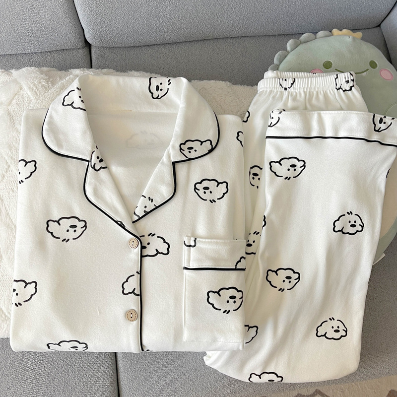 Derong Pajamas for Women, Spring, Autumn and Winter Long-Sleeved Pants, Coral Velvet Fleece-Lined Suit, Cute Puppy Thickeneded Home Clothes Derong Pajamas for Women, Spring, Autumn and Winter Long-Sleeved Pants, Coral Velvet Fleece-Lined Suit, Cute Puppy Thickeneded Home Clothes