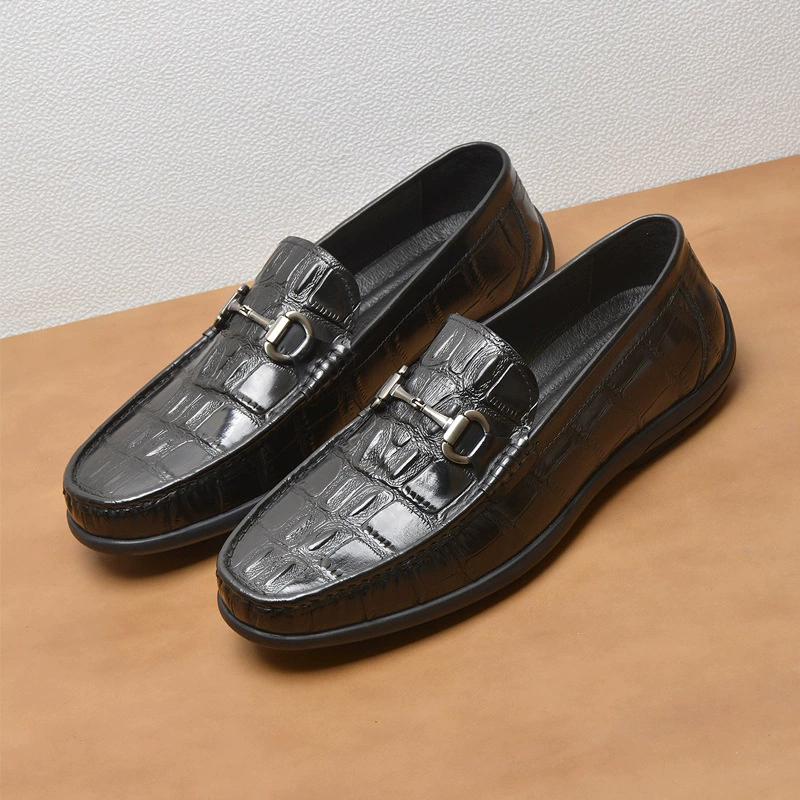 Новые высококачественные мужские туфли с крокодиловым узором, мужские повседневные кожаные туфли из телячьей кожи, модные и стильные лоферы на мягкой подошве.