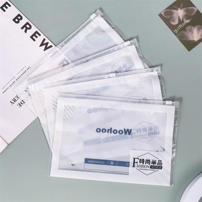 工厂直供PE透明印花拉链袋袜子塑料自封袋内裤包装袋商用现货批发