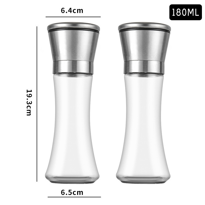 现货手动研磨器家用不锈钢厨房海盐胡椒研磨瓶调料瓶撒料玻璃瓶子|undefined