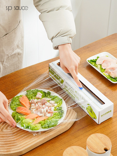 Japanese sp sauce cling film boxed food cling film rolled cling film kitchen with sliding knife 100M