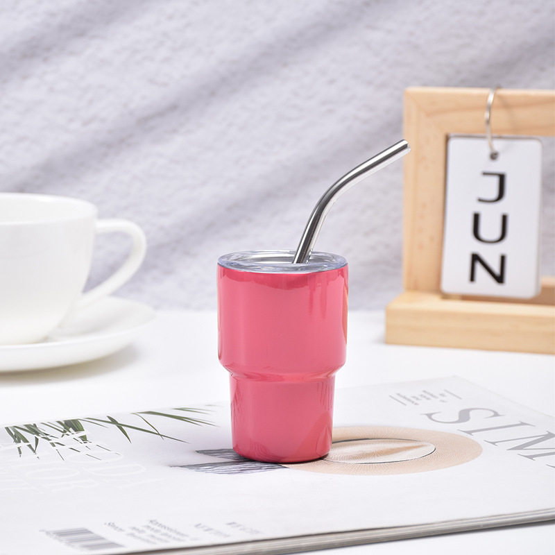 Minimalistischer Edelstahl Isolierbecher Für Wein Mit Trinkhalm_voghion.com