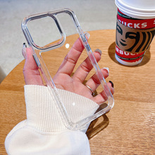 适用苹果15Promax高透太空壳11电镀按键iPhone16亚克力17硬壳批发