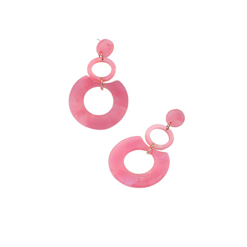 2024earrings European and American new round spliced ​​acetate plate earrings texture design fashionable earrings for women