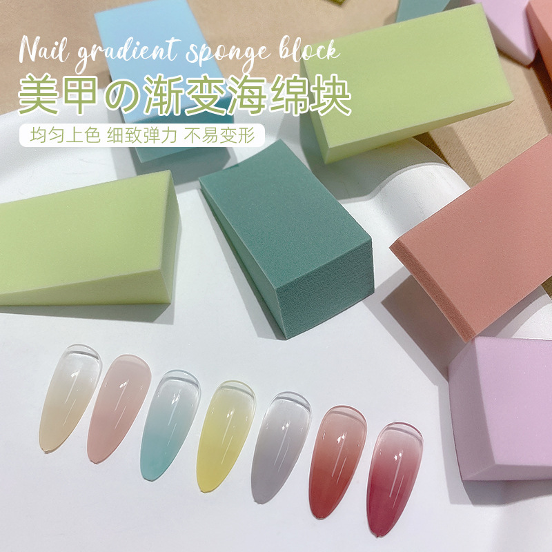 Nail Art Gradient Sponge Block High-Density Makeup Sponge Colorful Triangle Block Pat Glue DIY Smudge Tool 24 Pieces