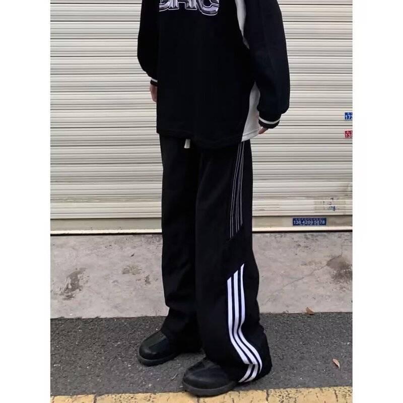 American-Style Three-Stripe Casual Pants for Men, Heavyweight Straight-Leg Sweatpants, High Street Cool Casual Couple Sports Pants, Legend Trading Company American-Style Three-Stripe Casual Pants for Men, Heavyweight Straight-Leg Sweatpants, High Street Cool Casual Couple Sports Pants, Legend Trading Company