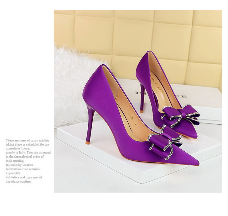 High Heels Stiletto High Heels Damenschuhe flacher Schnitt Pointe Strass Bogen Einzelschuh Damen_voghion.com