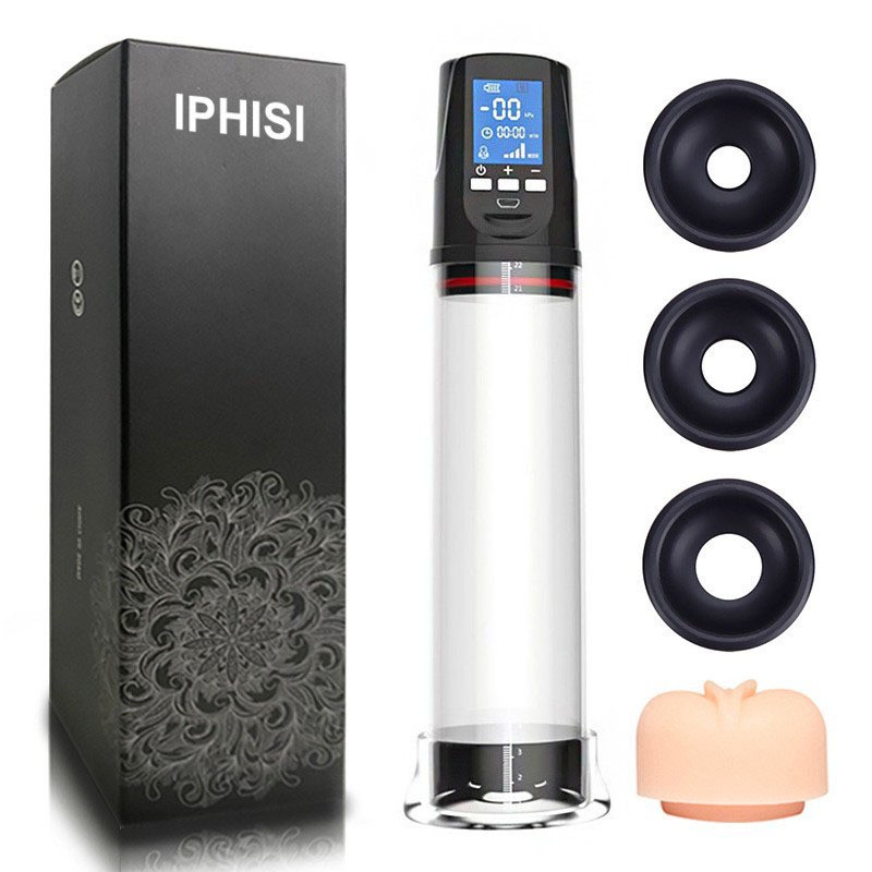 IPHISI LCD spa Taza eléctrica pene bomba masculina Ampliación de carga juguetes sexuales ejercitador juguetes adultos del sexo