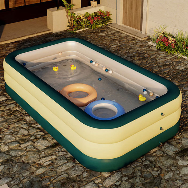 Nueva piscina inflable, baño plegable al aire libre para adultos con estampado azul y blanco grueso, piscina para bebés