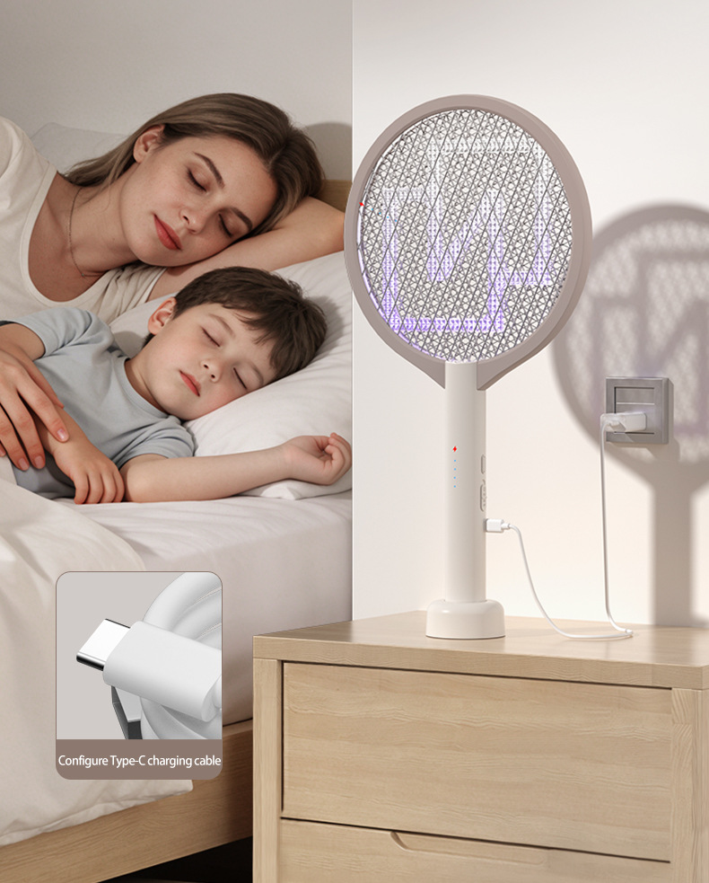 Cross-border new electric mosquito swatter rechargeable mosquito killer lamp household mosquito racket 2-in-1 automatic electric shock mosquito repellent wholesale
