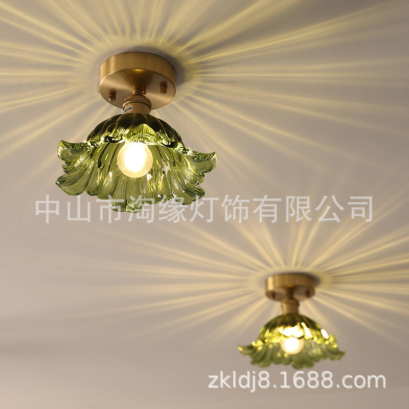 Brass Striped Flower Aisle Light Restaurant Corridor Balcony Light Staircase Cloakroom Entrance Glass Ceiling Light