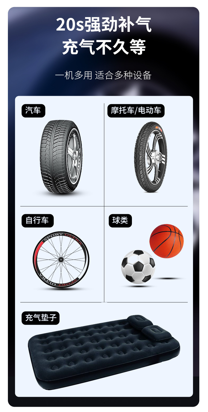 Cross-border car emergency start-up power supply car inflator all-in-one machine intelligent digital display battery battery charging treasure