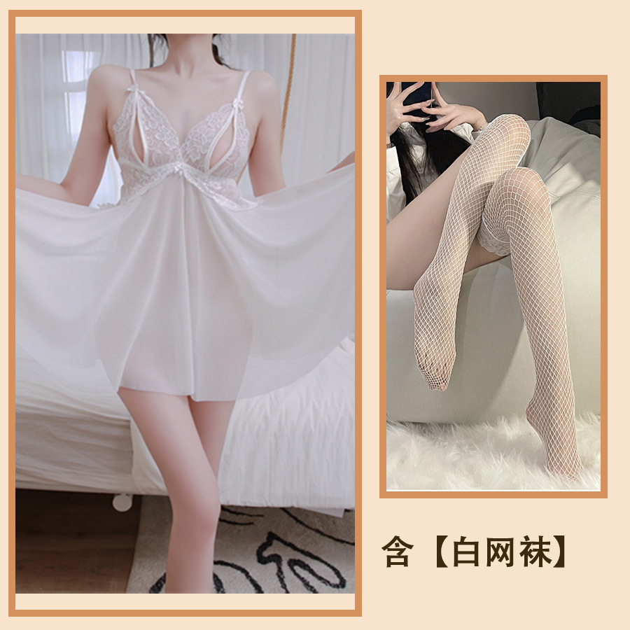 흰색 + 흰색 망사 스타킹
