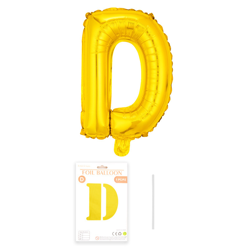 16 pulgadas alfabeto inglés tarjeta de papel independiente embalaje película de aluminio globo decoración de fiesta de cumpleaños diseño papel de aluminio globo al por mayor