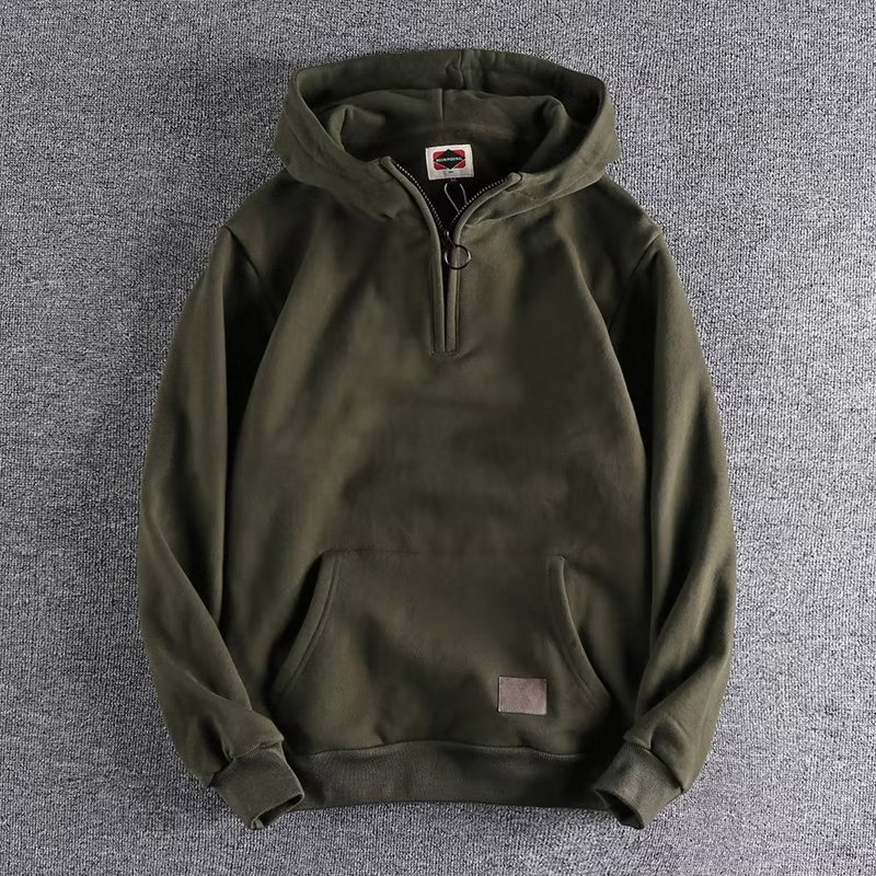Veste décontractée à col semi-ouvert pour jeunes, mode américaine, coton épais, pull à capuche pour hommes, tendance printemps et automne_voghion.com