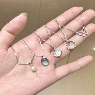 Super Fairy ~ Five-piece Set Niche Design Sense Necklace Female Moonstone Light Luxury Simple All-match Necklace Chain