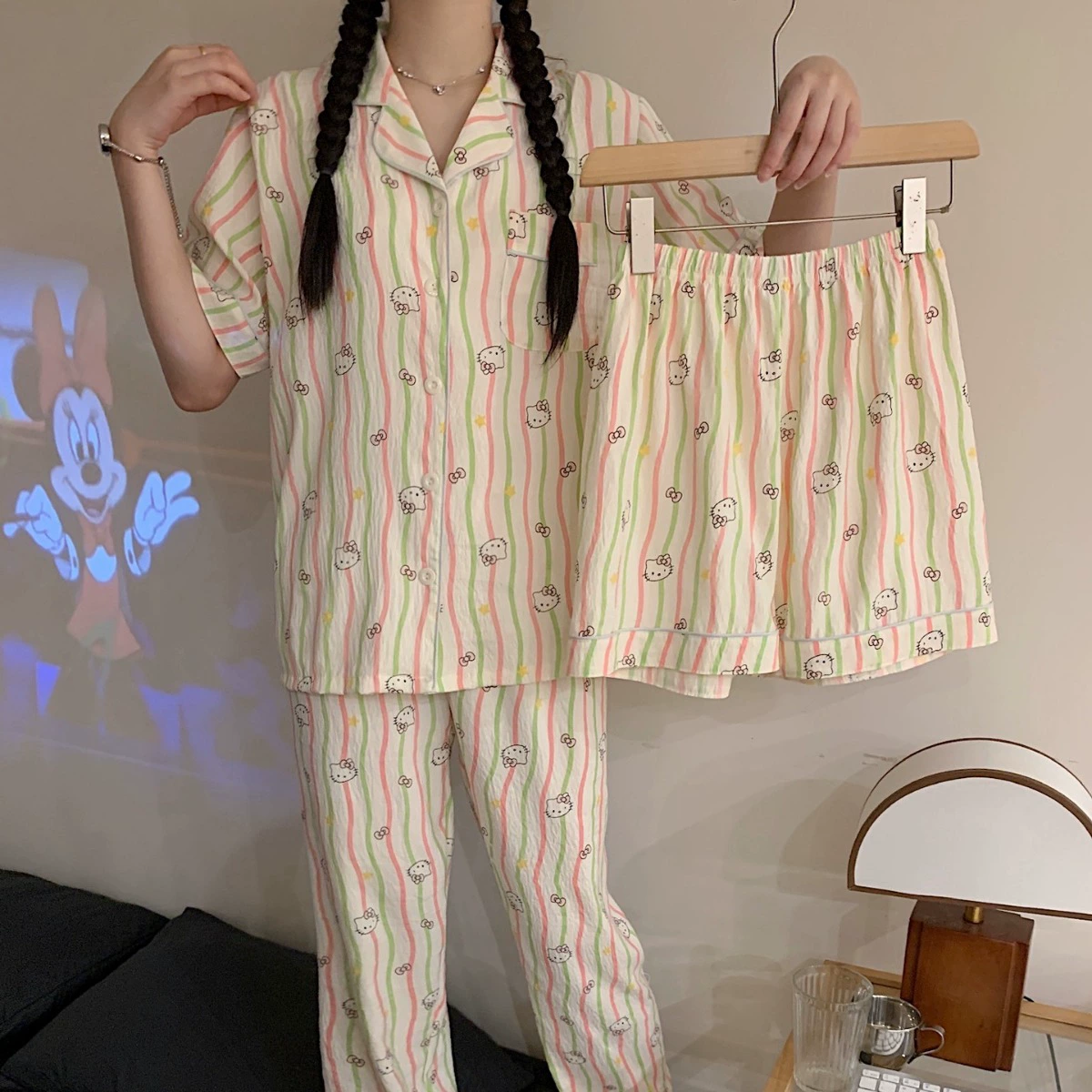Летний набор тонкий пижама (跨境贸易), 3 предмета набор с вышивкой, Aliexpress