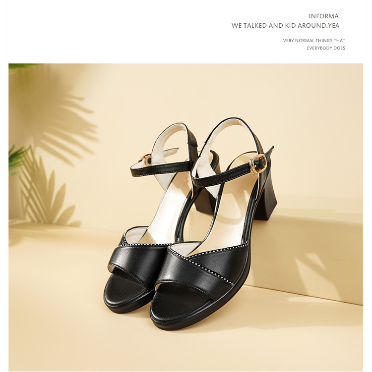 Sandal cao gót nữ hở mũi gót dày 7 cm, size lớn 41-43 — đen chi tiết 19