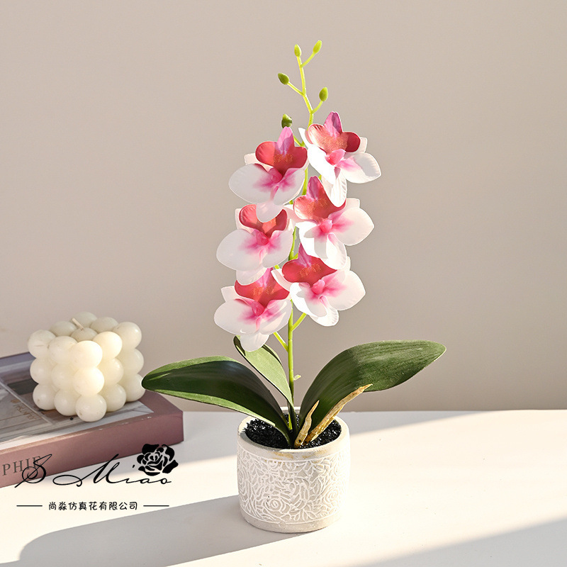 Orquídea de mariposa artificial pequeña decoración del hogar bonsai fotografía simulación flor verde decoración interior simulación maceta