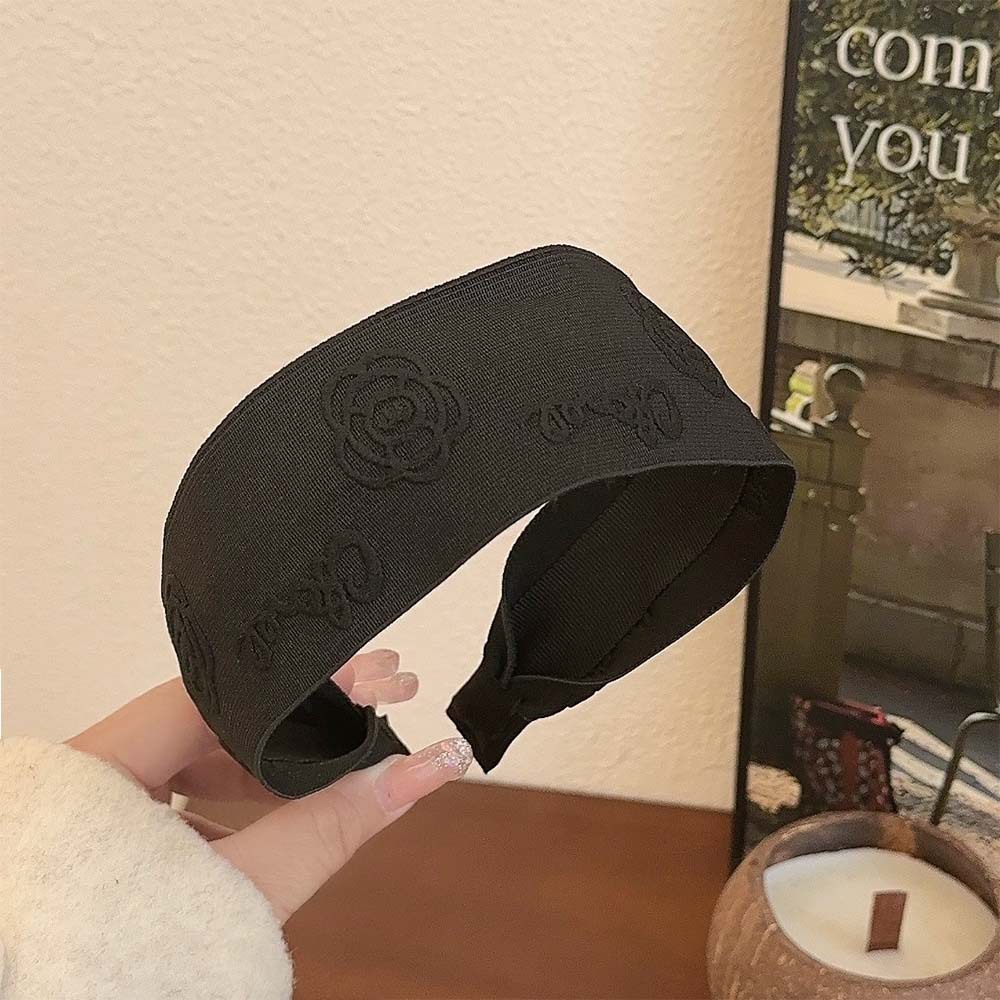 Nuevo pequeño viento de fragancia banda ancha temperamento femenino de alto grado cráneo alto lavado de cara prensado banda de cabello flores accesorios para el cabello