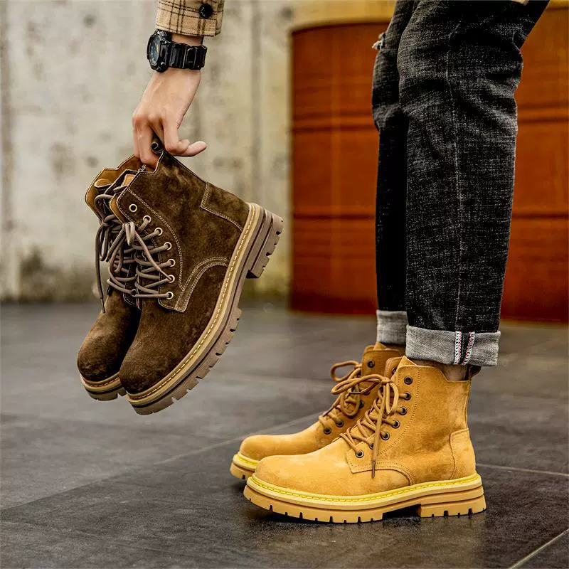 Martin сапоги мужские сапоги осенние боковые молнии сапоги ретро повседневные пустынные сапоги мягкие кожаные сапоги ревень сапоги с толстым дном сапоги