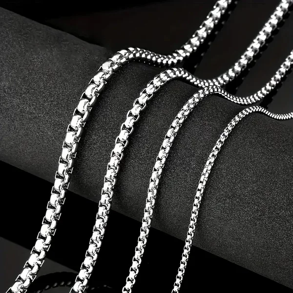 Cross-Border Hot Selling Titanium Steel Square Pearl Chain Simple Fashion Women's Versatile Stainless Steel Necklace DIY Accessories Jewelry Wholesale