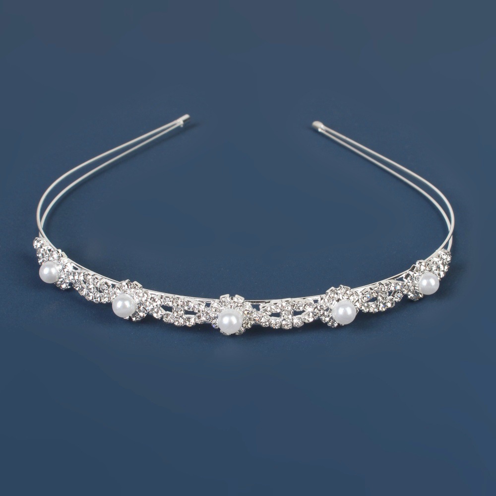 Comercio exterior transfronterizo coreano nupcial forma simple foto tocado perla rhinestone dulce diadema de diamante japonés y coreano diadema