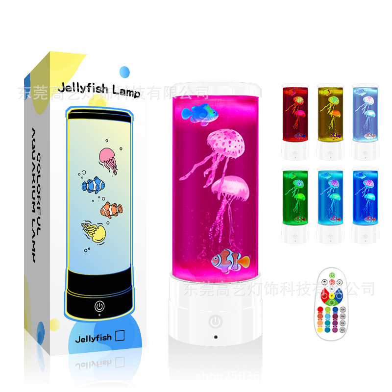 Lámpara de Medusas de Venta Caliente Transfronteriza, Luz Nocturna LED de Alto Brillo, Lámpara de Mesa USB para Dormitorio, Luz Ambiental, Fábrica de Origen.