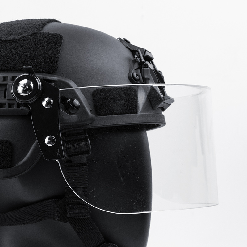 Casco Táctico con Visera Protectora Transparente Desmontable, Anti-Esturbios, Anti-Golpes Faciales, Moderno para Actividades al Aire Libre