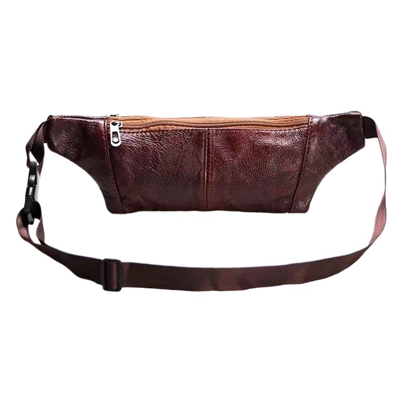 Moisturizing Genuine Leather Waist Bag for Men, Portable Lightweight Phone Bag, Cross-Border Chest Bag, First-Layer Cowhide Portable Glasses Case