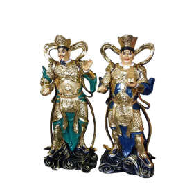树脂玻璃钢四大天王塑像图片彩绘贴金哼哈二将佛像图片