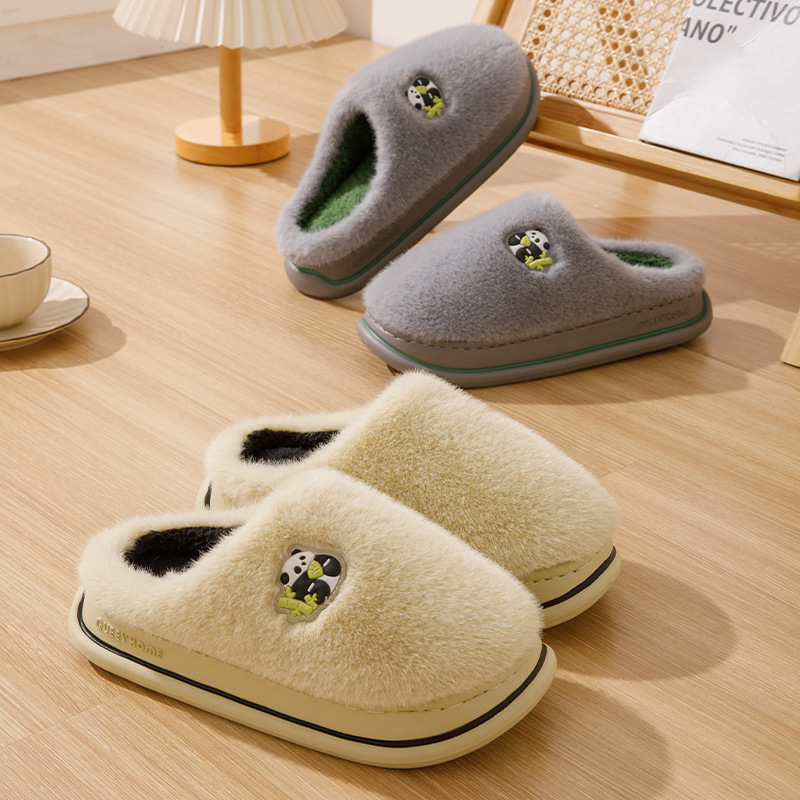 Pantofole in cotone per la casa da uomo inverno 2026 nuova casa calda per interni in peluche più pantofole in cotone con suola spessa in velluto per donna inverno