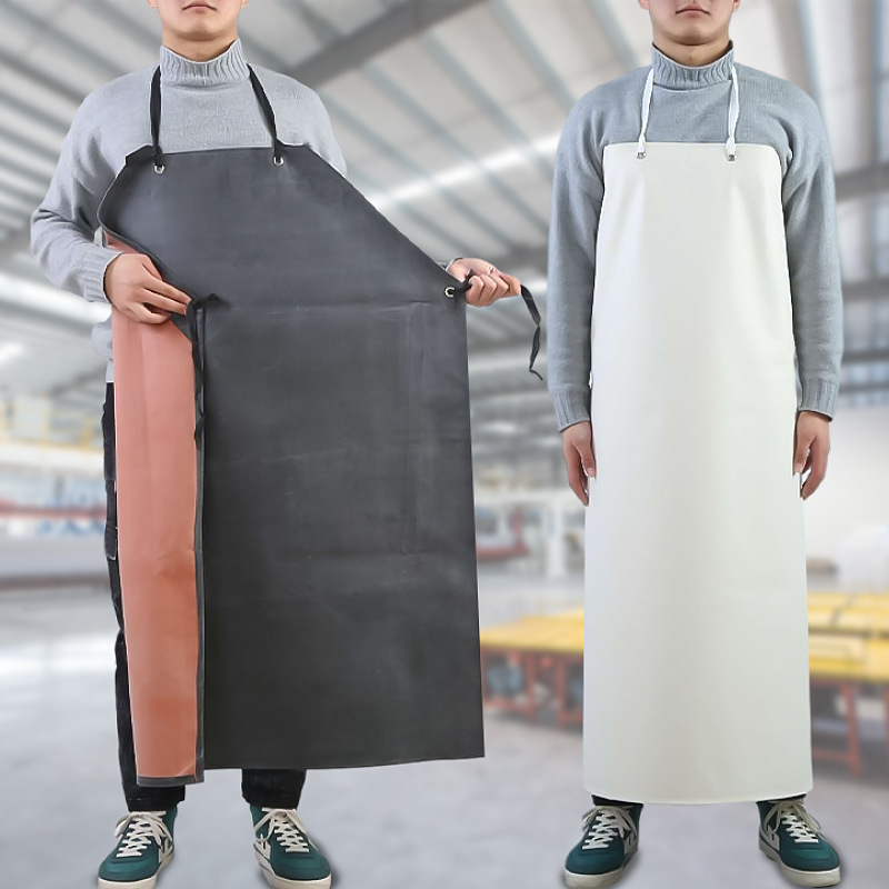 Rubber Waterproof Apron, Extra Thick, Oil-Resistant, Acid and Alkali Resistant, Suitable for Food, Seafood, Stone, Butchering, Adult Industrial Use, Long Style